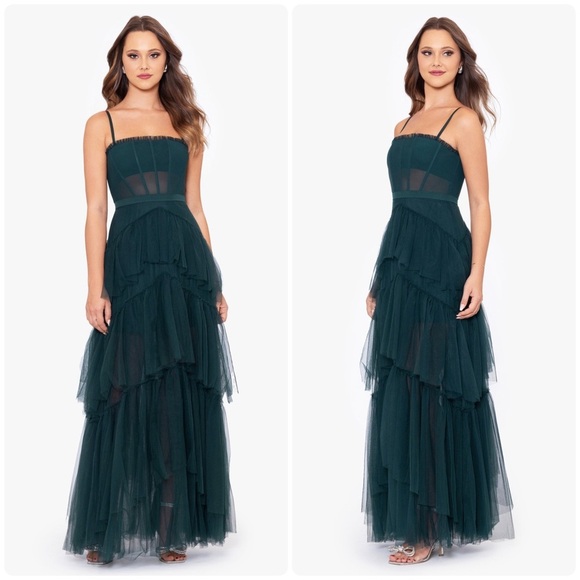 Betsy & Adam Dresses & Skirts - New! Betsy & Adam Jasmine Tiered Tulle Corset Gown Black🖤 size 2 NWT!